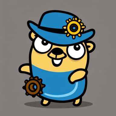 Happy Go Blue Gopher wearing a cog shirt.