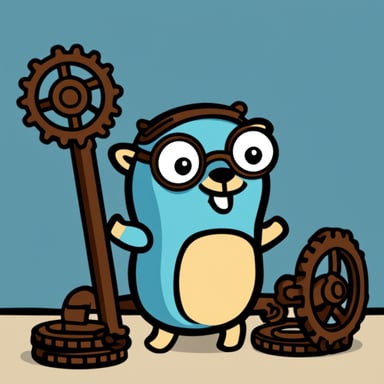 Go Blue Gopher holding a single cog.