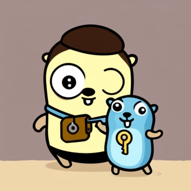 Go blue gopher holding a lock.