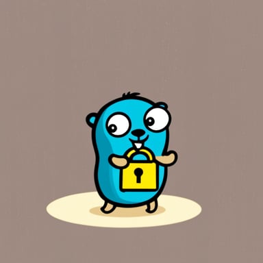 Go blue gopher holding a lock.