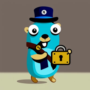 Go blue gopher holding a lock.
