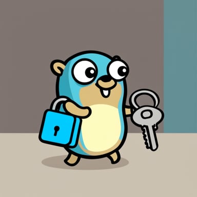 Go Blue Gopher holding a lock and key.