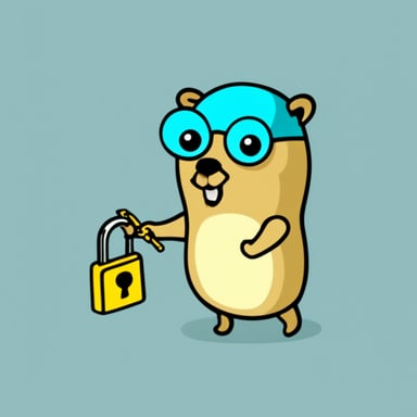 Go Blue Gopher holding a lock and key.