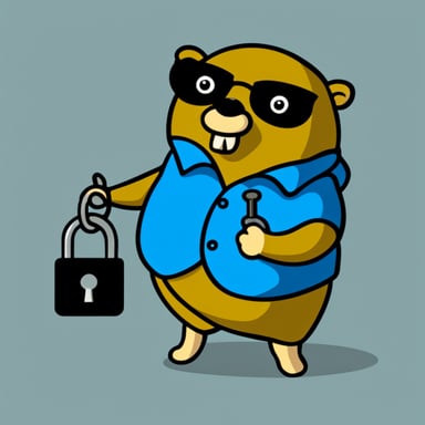Go Blue Gopher holding a lock and key.