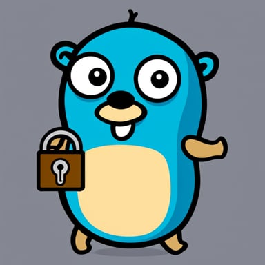 Go Blue Gopher holding a lock and key.