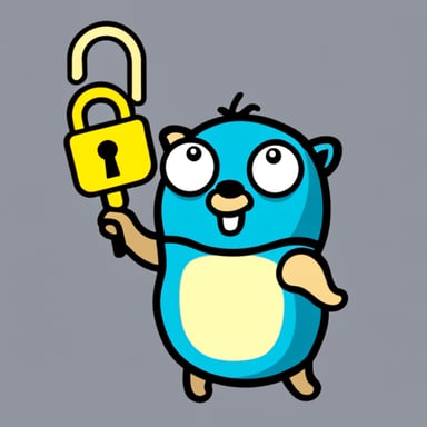 Go Blue Gopher holding a gold lock and key.