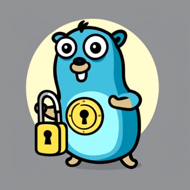 Go Blue Gopher holding a gold lock and key.