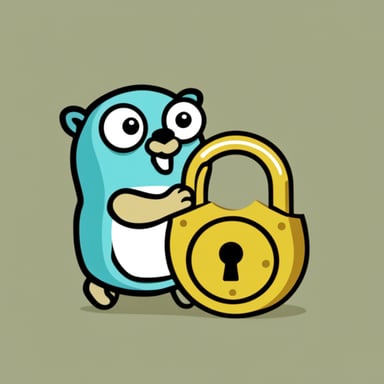 Go Blue Gopher holding a big gold lock.