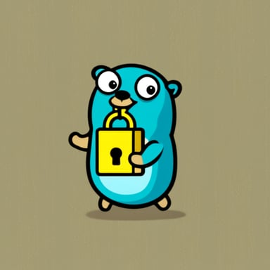 Go Blue Gopher holding a big gold lock.