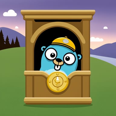 Go Blue Gopher hiding behind a big gold lock.