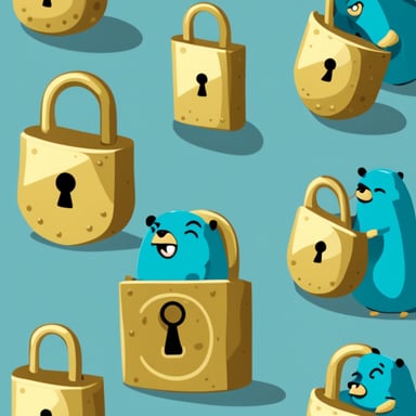 Go Blue Gopher hiding behind a big gold lock.