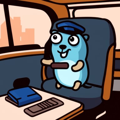 Go Blue Gopher driving a bus