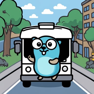 Go Blue Gopher driving a bus