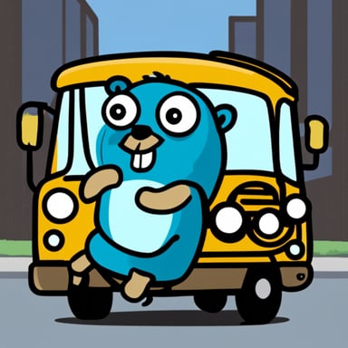 Go Blue Gopher driving a bus