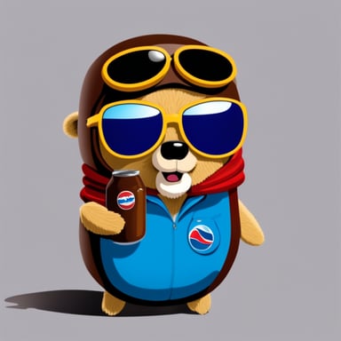 Go Blue Gopher from Kazakhstan with aviator glasses and drinking Pepsi.