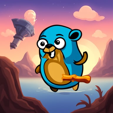 Go Blue Gopher in an epic battle with the python logo for first place back end language. Go Blue Gopher wins.
