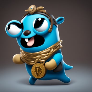 Go Blue Gopher in an epic battle with the python logo for first place back end language. Go Blue Gopher wins.