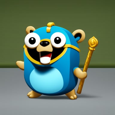 Go Blue Gopher in an epic battle with the python logo for first place back end language. Go Blue Gopher wins.