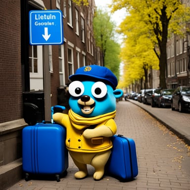 Go Blue Gopher in Amsterdam is packing their bags and getting ready to travel.