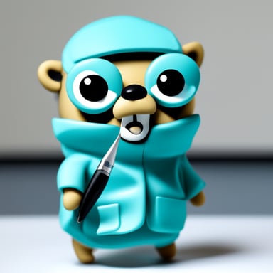 Go Blue Gopher as a surgeon with a scalpel.