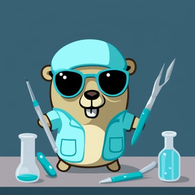 Go Blue Gopher as a surgeon with a scalpel.