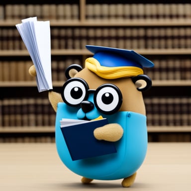 An image of the Go Blue Gopher, throwing documents from left to right.