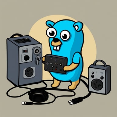 Go Blue Gopher is putting together two electrical cables in a comic style graphic.