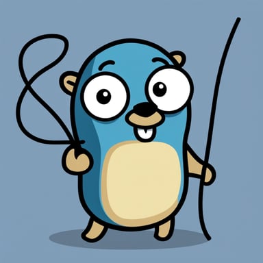 Go Blue Gopher as the official mascot, holding an electrical wire, depicted in simple, comic-style graphics.