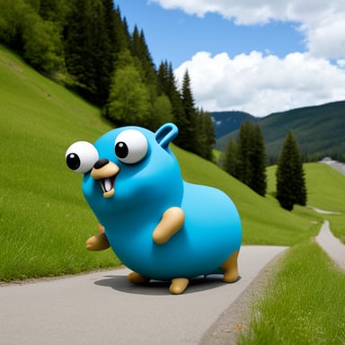 Go blue gopher in the queue to Bergheim.