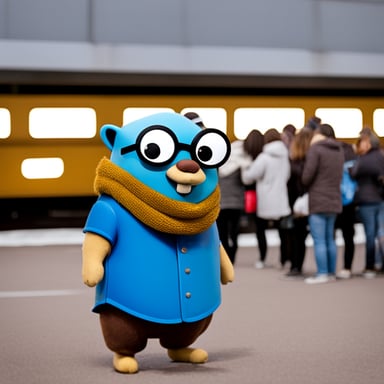 Go blue gopher in the queue to Bergheim.