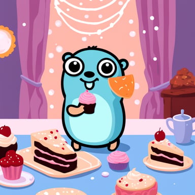 Go Blue Gopher eating a slice of cake.