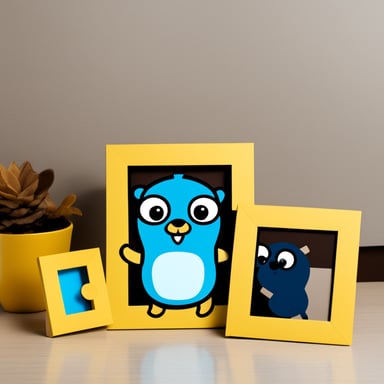 Create picture frames with Go Blue Gopher inside.