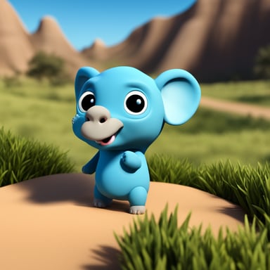 A 3D Go Blue Gopher designed to look like an elephant, with grey skin and elephant-like features such as large ears, a trunk, and tusks. The Go Blue Gopher is wearing an Apple Watch on one of its arms. The background is an African savannah with grassy plains, acacia trees, and a clear blue sky.