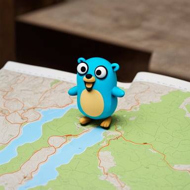 Go Blue Gopher following a map and exploring.