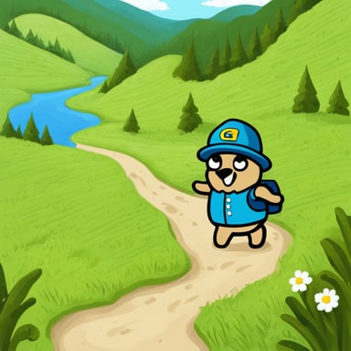 Go Blue Gopher following a map and exploring.