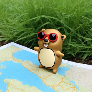 Go Blue Gopher following a map and exploring.