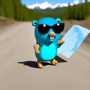 Go Blue Gopher following a map and exploring.