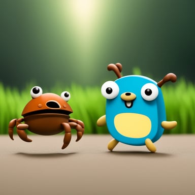 Go Blue Gopher and Ferris the Rust Crab