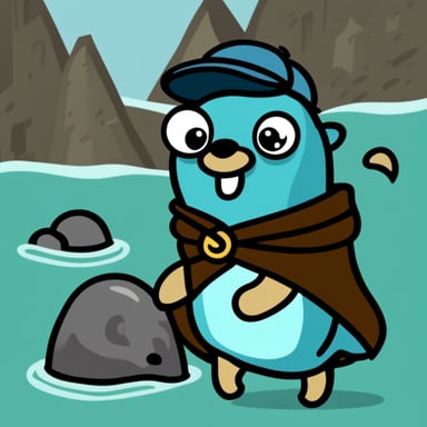 A go blue gopher holding a seal