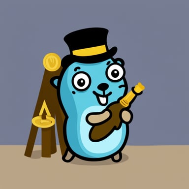 A go blue gopher holding a seal