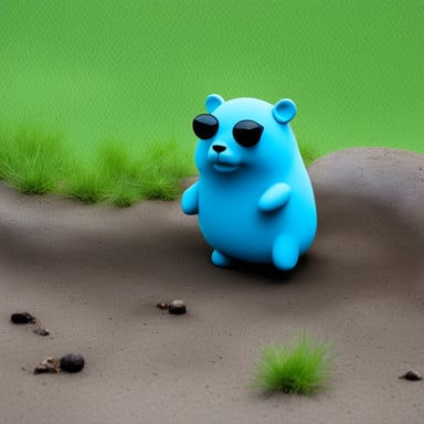 A blue gopher with a seal tail, known as Go Blue Gopher.