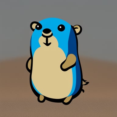 A blue gopher with a seal tail, known as Go Blue Gopher.