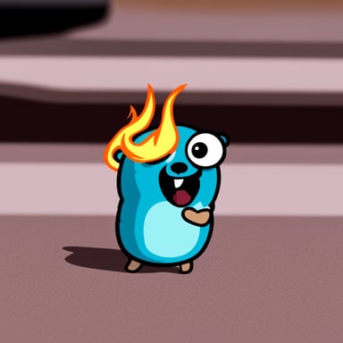 Go Blue Gopher panicking due to fire.
