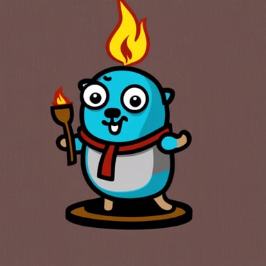 Go Blue Gopher panicking due to fire.