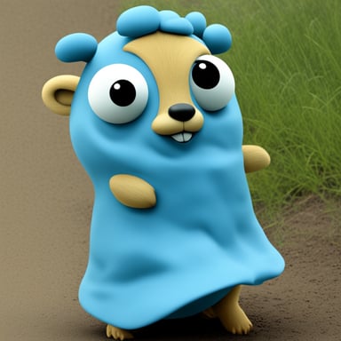 The main subject is go blue gopher as a female gopher.