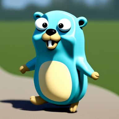 The main subject is go blue gopher as a female gopher.