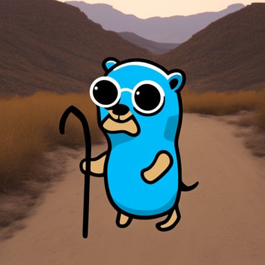 The main subject is go blue gopher as a female gopher.