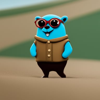 The main subject is go blue gopher as a female gopher.