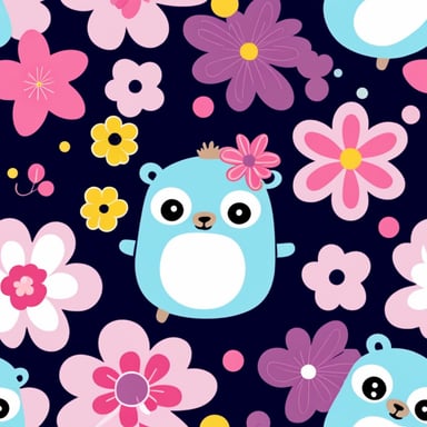 Make Go Blue Gopher cute and girlie-like, with a pink and flower theme.