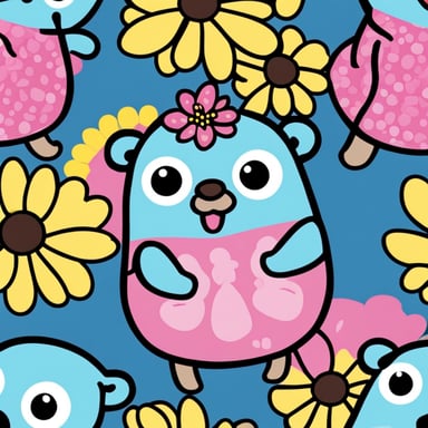Make Go Blue Gopher cute and girlie-like, with a pink and flower theme.